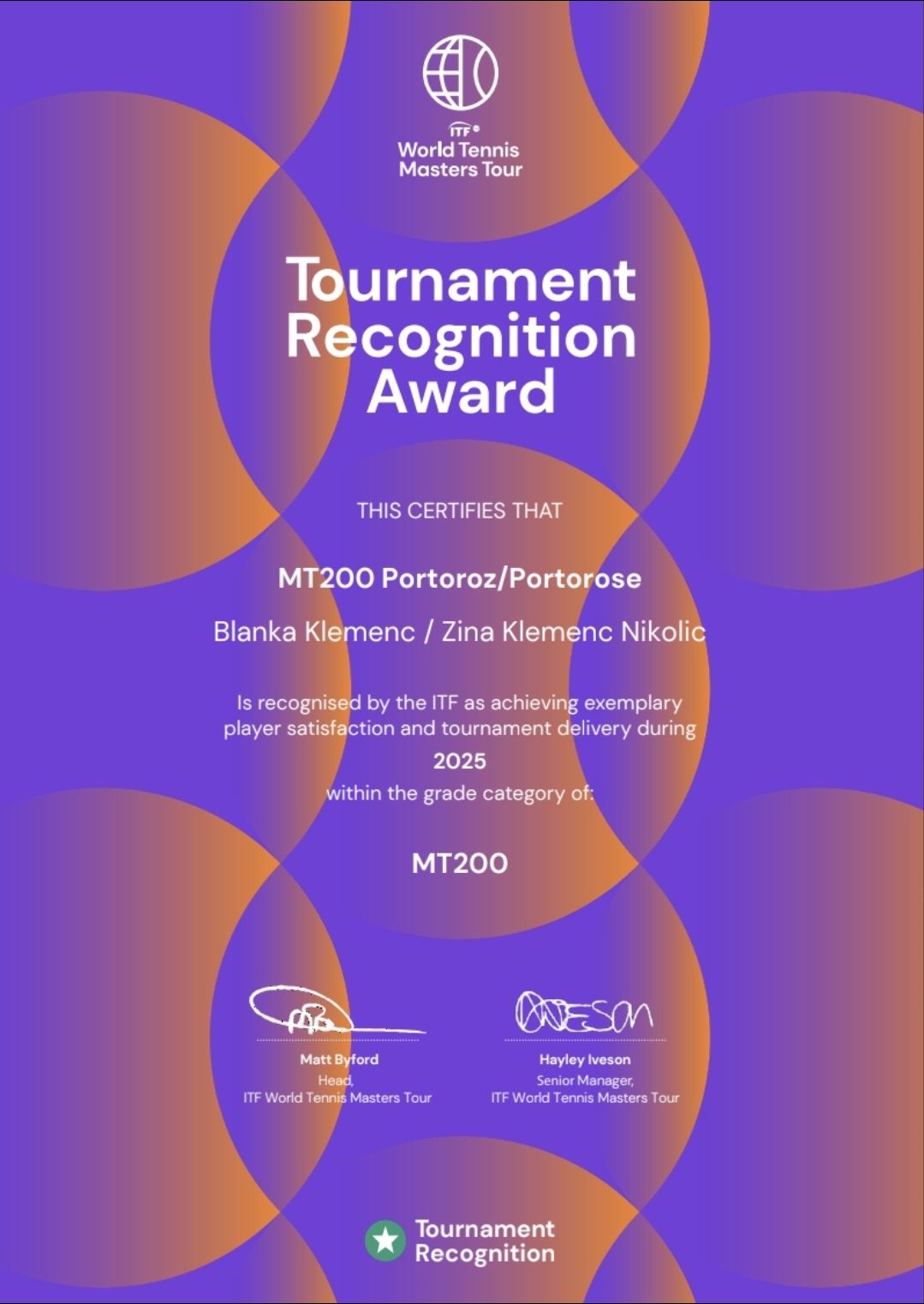 ITF 2025 Recognition Award